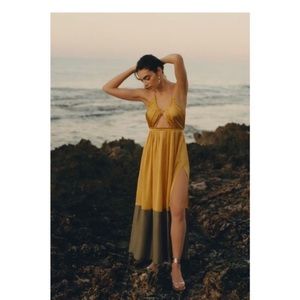 Anthropologie Silk Colorblocked Maxi Dress, size 10, NWT